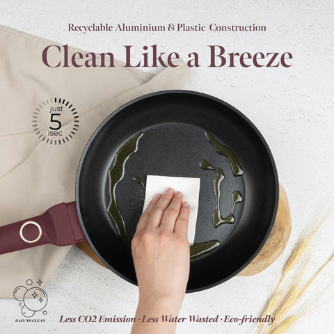 Product image of Frypan 24cm. Part of the Leonardo Collection . Features: • Material: forged aluminum with non-stick titanPro coating • Frypan Ø24*4,8 cm 1,7L • Color: matt bordeaux REGISTERED DESIGN BY BERLINGER HAUS!. (Studio view). Official Berlinger Haus product, boosted by Promintra sl.