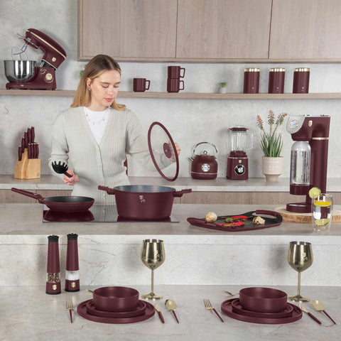 BH/8033, NUEVO, Wok 28cm, burdeos mate, wok 28 cm, wok, batería de cocina, cocinar,Berlinger Haus, Promintra