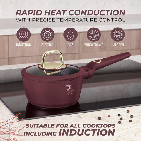  BH/8028,Cazo con tapa 16cm,Burdeos mate,Cazo 16 cm b.,Cazo,Cazo con tapa,Batería de cocina,Cocina,Ollas y cazuelas,Cazo