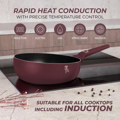  BH/8029, Sartén plegable de 26 cm, Burdeos mate, Sartén plegable de 26 cm, Sartén, Sartén plegable, Sartén, Batería de cocina, Cocina, Sartenes, Sartén doble