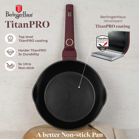  BH/8030, Sartén honda de 2 bocas 24cm, Burdeos mate, Sartén honda 24 cm, Sartén, Sartén honda, Sartén, Batería de cocina, Cocina, Sartenes