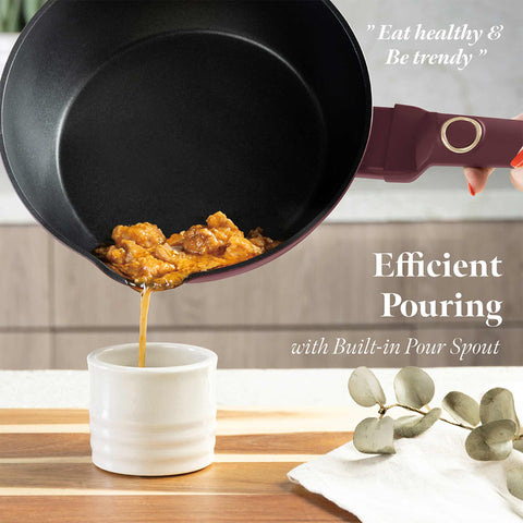  BH/8030, Sartén honda de 2 bocas 24cm, Burdeos mate, Sartén honda 24 cm, Sartén, Sartén honda, Sartén, Batería de cocina, Cocina, Sartenes