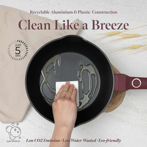  BH/8030, Sartén honda de 2 bocas 24cm, Burdeos mate, Sartén honda 24 cm, Sartén, Sartén honda, Sartén, Batería de cocina, Cocina, Sartenes