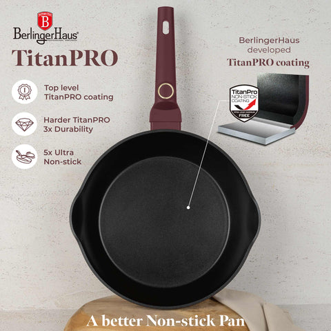  BH/8031, Sartén honda de 2 bocas 28cm, Burdeos mate, Sartén honda 28 cm, Sartén, Sartén honda, Sartén, Batería de cocina, Cocina, Sartenes