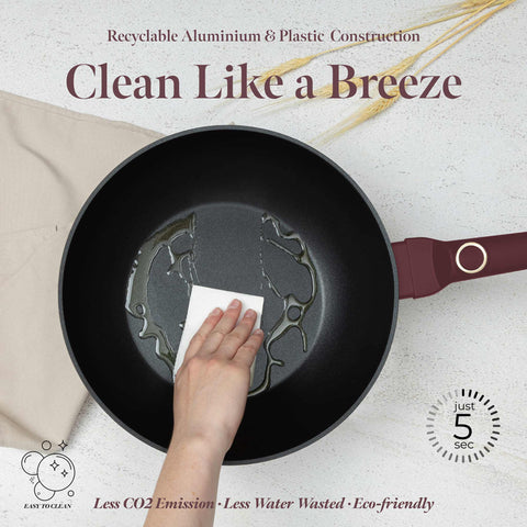  BH/8034, Wok con tapa 28cm, Burdeos mate, wok 28 cm con tapa, wok, wok con tapa, utensilios de cocina, cocina, sartenes