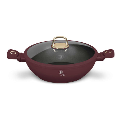  BH/8035, Wok con tapa 30cm, Burdeos mate, Wok 30 cm con tapa, Wok, Wok con tapa, Batería de cocina, Cocina, Sartenes