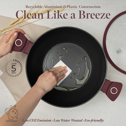  BH/8035, Wok con tapa 30cm, Burdeos mate, Wok 30 cm con tapa, Wok, Wok con tapa, Batería de cocina, Cocina, Sartenes