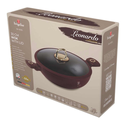 wok, wok con tapa, utensilios de cocina, cocinar,wok 30 cm con tapa,burdeos mate,NUEVO,BH/8035