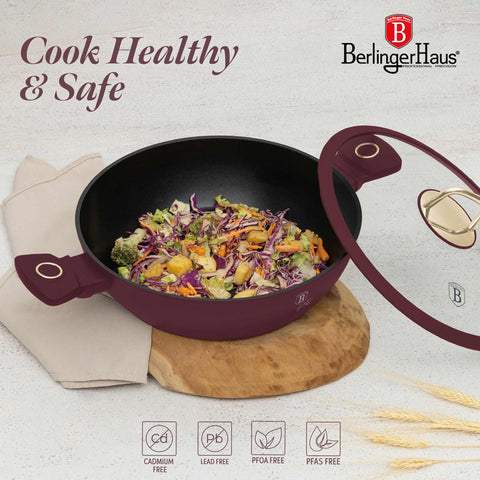  BH/8038, Olla baja con tapa 28cm, Burdeos mate, Olla baja 28 cm, Olla baja, Olla baja con tapa, Olla, Batería de cocina, Cocina, Ollas y cazuelas