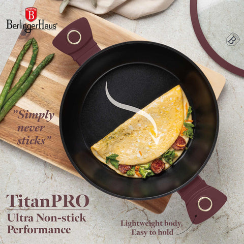  BH/8038, Olla baja con tapa 28cm, Burdeos mate, Olla baja 28 cm, Olla baja, Olla baja con tapa, Olla, Batería de cocina, Cocina, Ollas y cazuelas