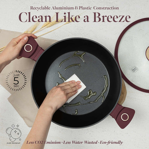  BH/8039, Olla baja con tapa 30cm, Burdeos mate, Olla baja 30 cm, Olla baja, Olla baja con tapa, Olla, Batería de cocina, Cocina, Ollas y cazuelas