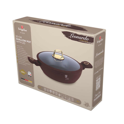  BH/8039, Olla baja con tapa 30cm, Burdeos mate, Olla baja 30 cm, Olla baja, Olla baja con tapa, Olla, Batería de cocina, Cocina, Ollas y cazuelas