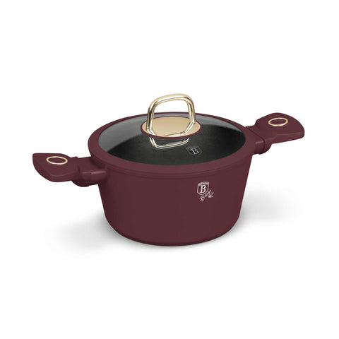 BH/8040, Cacerola con tapa 20cm, Burdeos mate, Cacerola 20 cm, Cacerola, Olla, Cacerola con tapa, Batería de cocina, Cocina, Ollas y cazuelas