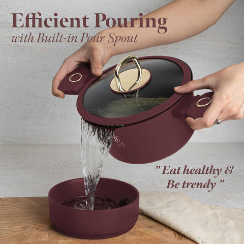 BH/8040, Cacerola con tapa 20cm, Burdeos mate, Cacerola 20 cm, Cacerola, Olla, Cacerola con tapa, Batería de cocina, Cocina, Ollas y cazuelas
