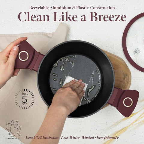 BH/8040, Cacerola con tapa 20cm, Burdeos mate, Cacerola 20 cm, Cacerola, Olla, Cacerola con tapa, Batería de cocina, Cocina, Ollas y cazuelas