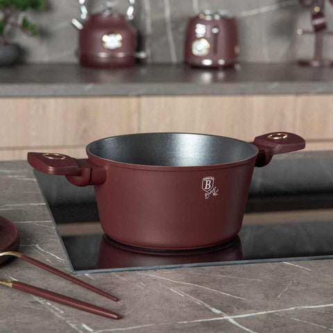 BH/8040, Cacerola con tapa 20cm, Burdeos mate, Cacerola 20 cm, Cacerola, Olla, Cacerola con tapa, Batería de cocina, Cocina, Ollas y cazuelas
