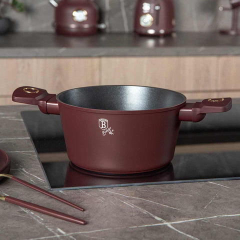 BH/8040, Cacerola con tapa 20cm, Burdeos mate, Cacerola 20 cm, Cacerola, Olla, Cacerola con tapa, Batería de cocina, Cocina, Ollas y cazuelas