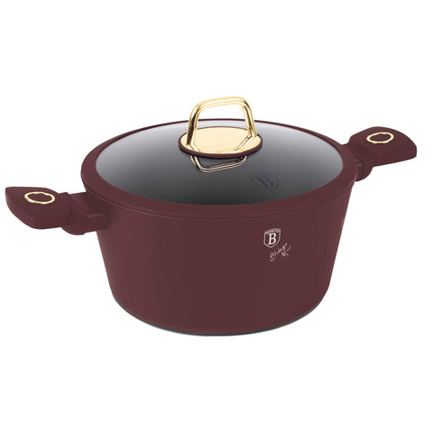 Cacerola, olla, cacerola con tapa, batería de cocina, cocinar,cacerola 24 cm,burdeos mate,NUEVO,BH/8041