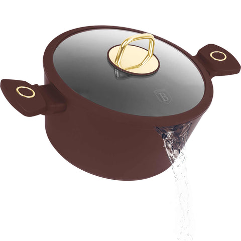  BH/8041, Cacerola con tapa 24cm, Burdeos mate, Cacerola 24 cm, Cacerola, Olla, Cacerola con tapa, Batería de cocina, Cocina, Ollas y cazuelas