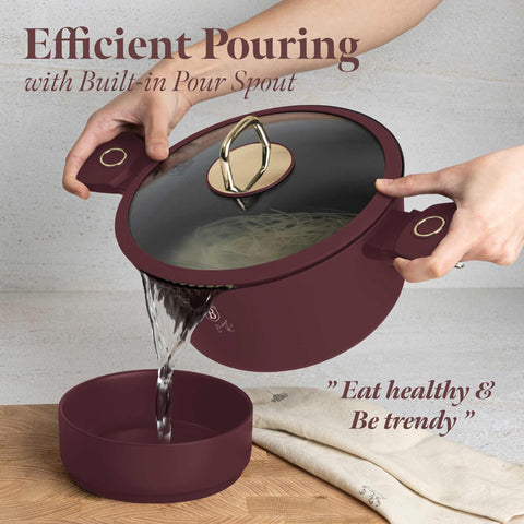 BH/8041, Cacerola con tapa 24cm, Burdeos mate, Cacerola 24 cm, Cacerola, Olla, Cacerola con tapa, Batería de cocina, Cocina, Ollas y cazuelas