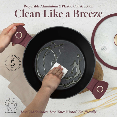  BH/8042,BH/8042N,Cacerola con tapa 28cm,Burdeos mate,cacerola 28 cm,cazuela,olla,cacerola con tapa,batería,cocina,Ollas y cazuelas