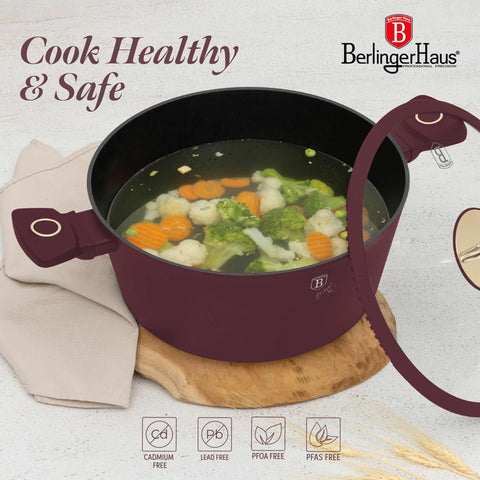  BH/8042,BH/8042N,Cacerola con tapa 28cm,Burdeos mate,cacerola 28 cm,cazuela,olla,cacerola con tapa,batería,cocina,Ollas y cazuelas