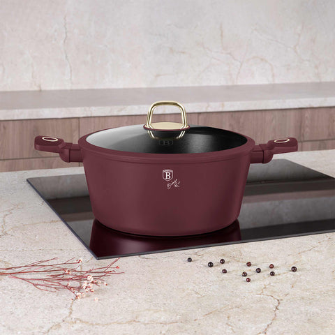 BH/8042,BH/8042N,Cacerola con tapa 28cm,Burdeos mate,cacerola 28 cm,cazuela,olla,cacerola con tapa,batería,cocina,Ollas y cazuelas