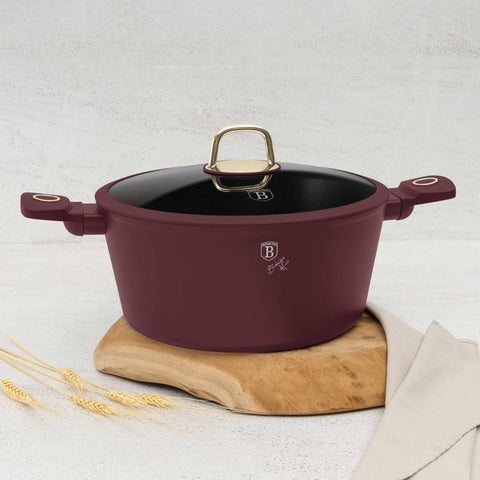  BH/8042,BH/8042N,Cacerola con tapa 28cm,Burdeos mate,cacerola 28 cm,cazuela,olla,cacerola con tapa,batería,cocina,Ollas y cazuelas