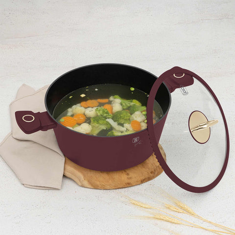  BH/8042,BH/8042N,Cacerola con tapa 28cm,Burdeos mate,cacerola 28 cm,cazuela,olla,cacerola con tapa,batería,cocina,Ollas y cazuelas