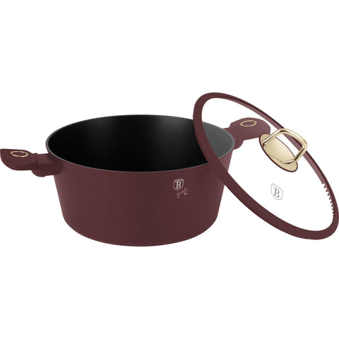 Cacerola, olla, cacerola con tapa, batería de cocina, cocinar,cacerola 28 cm,burdeos mate,NUEVO,BH/8042