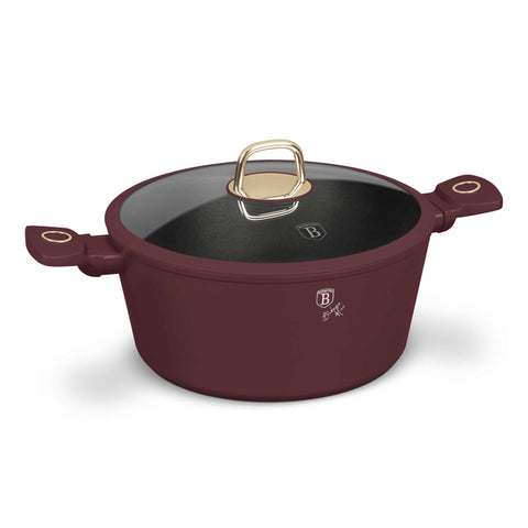  BH/8042N, Cacerola con tapa 28cm, Burdeos mate, Cacerola de 28 cm, Cacerola, Olla, Cacerola con tapa, Batería de cocina, Cocina, Ollas y cazuelas