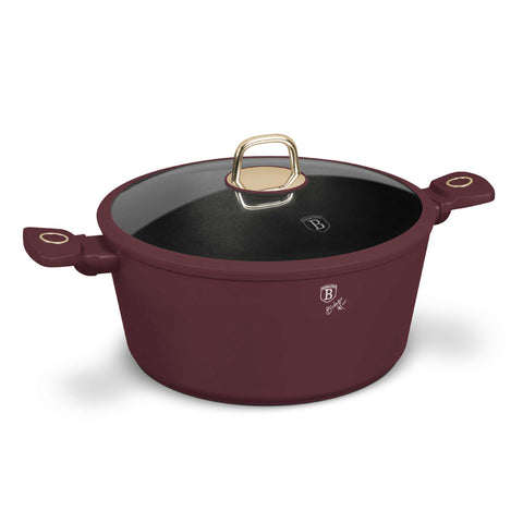 BH/8043, Cacerola con tapa 30cm, Burdeos mate, Cacerola 30 cm, Cacerola, Olla, Cacerola con tapa, Batería de cocina, Cocina, Ollas y cazuelas