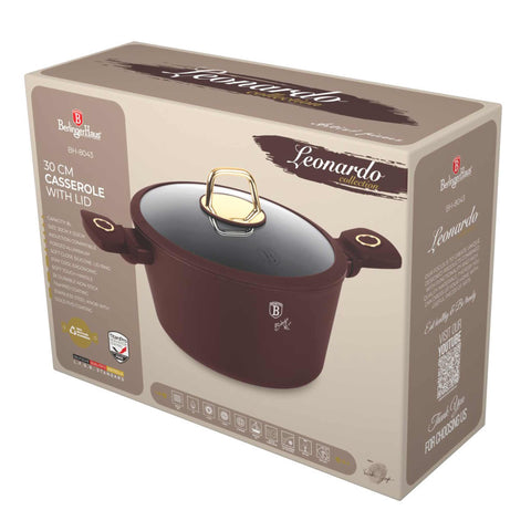 Cacerola, olla, cacerola con tapa, batería de cocina, cocinar,cacerola de 30 cm,burdeos mate,NUEVO,BH/8043