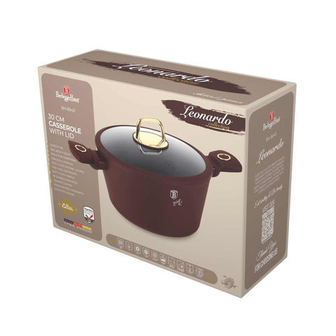  BH/8043, Cacerola con tapa 30cm, Burdeos mate, Cacerola 30 cm, Cacerola, Olla, Cacerola con tapa, Batería de cocina, Cocina, Ollas y cazuelas