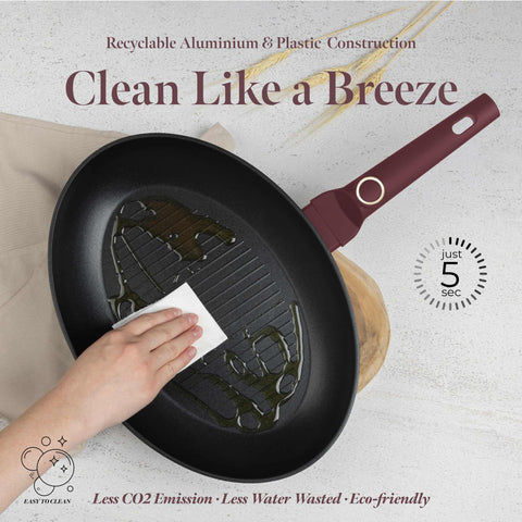  BH/8044, Sartén para pescado 35x25cm, Burdeos mate, sartén para pescado, sartén para parrilla, sartén, sartén