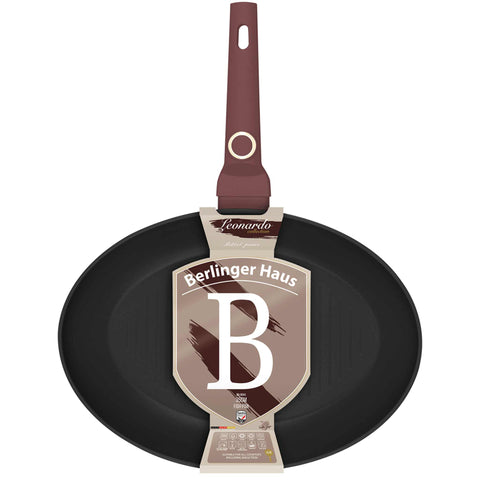  BH/8044, Sartén para pescado 35x25cm, Burdeos mate, sartén para pescado, sartén para parrilla, sartén, sartén