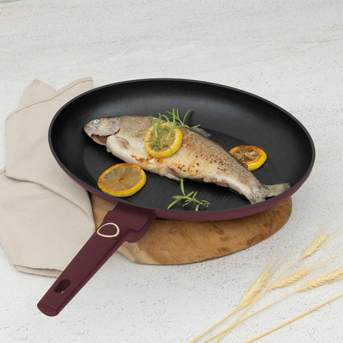  BH/8044, Sartén para pescado 35x25cm, Burdeos mate, sartén para pescado, sartén para parrilla, sartén, sartén