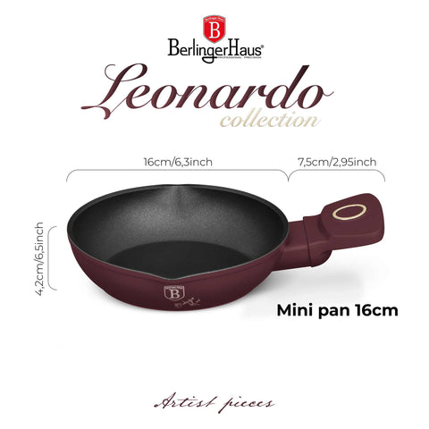  BH/8046, Mini sartén 16 cm, Burdeos mate, mini sartén 16 cm, mini sartén, sartén, utensilios de cocina, cocina, sartenes