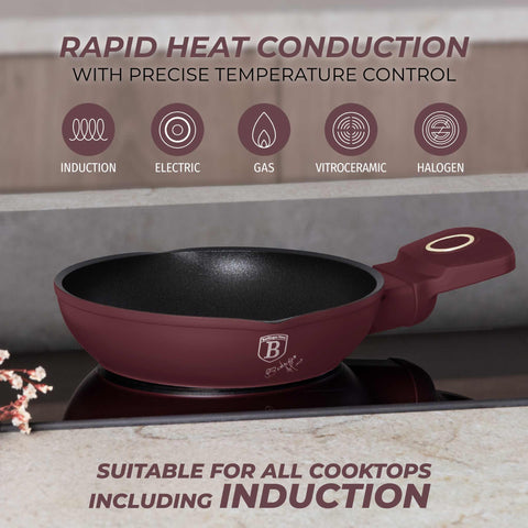  BH/8046, Mini sartén 16 cm, Burdeos mate, mini sartén 16 cm, mini sartén, sartén, utensilios de cocina, cocina, sartenes