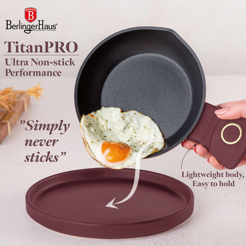  BH/8046, Mini sartén 16 cm, Burdeos mate, mini sartén 16 cm, mini sartén, sartén, utensilios de cocina, cocina, sartenes