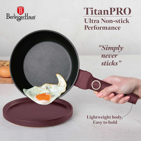 Product image of 10pcs cookware set. Part of the Leonardo Collection . Features: • Material: forged aluminum with non-stick titanPro coating • Include: • Frypan Ø20*4,5 cm 1,0L • Deep frypan Ø24*6,5 cm 2,3L • Casserole with (str.... (Studio view). Official Berlinger Haus product, boosted by Promintra sl.