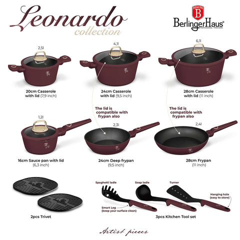 BH/8051N,BH/8051,BH/8051NN, juego de utensilios de cocina de 15 piezas, burdeos mate, juego de utensilios de cocina de 15 piezas, juego de utensilios de cocina, ollas, juego de ollas, ollas y sartenes, juego de ollas y sartenes, juego, herramientas de cocina, cocina, utensilios de cocina, ollas y cazuelas