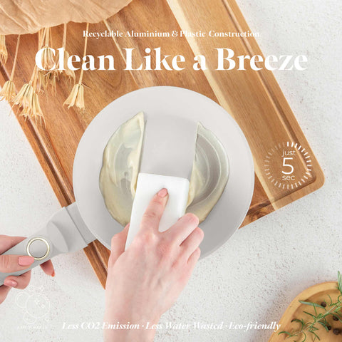 Product image of Frypan 20cm. Part of the Sahara Collection . Features: • Material: forged aluminum with non-stick titanPro coating • Frypan Ø20*4,5 cm 1,0L • Color: matt cream REGISTERED DESIGN BY BERLINGER HAUS!. (Conceptual view). Official Berlinger Haus product, boosted by Promintra sl.