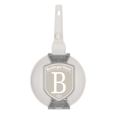 Product image of Frypan 20cm. Part of the Sahara Collection . Features: • Material: forged aluminum with non-stick titanPro coating • Frypan Ø20*4,5 cm 1,0L • Color: matt cream REGISTERED DESIGN BY BERLINGER HAUS!. (Conceptual view). Official Berlinger Haus product, boosted by Promintra sl.