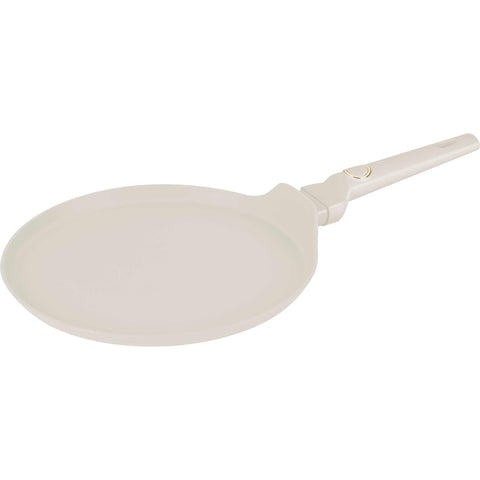 Product image of Pancake pan 28cm. Part of the Sahara Collection . Features: • Material: forged aluminum with non-stick titanPro coating • Pancake pan Ø28cm • Color: matt cream REGISTERED DESIGN BY BERLINGER HAUS!. (Studio view). Official Berlinger Haus product, boosted by Promintra sl.