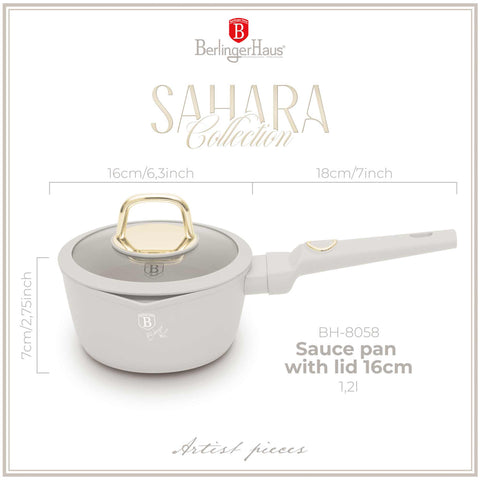  BH/8058, Cacerola con tapa 16cm, Crema Mate, Cacerola 16 cm b., Cacerola, Cacerola con tapa, Batería de cocina, Cocina, Ollas y cazuelas, Cacerola