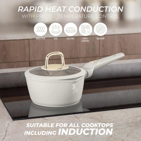  BH/8058, Cacerola con tapa 16cm, Crema Mate, Cacerola 16 cm b., Cacerola, Cacerola con tapa, Batería de cocina, Cocina, Ollas y cazuelas, Cacerola