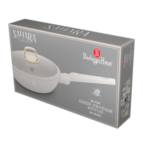  BH/8062, Sartén honda con tapa 24cm, Crema Mate, Sartén honda 24 cm, Sartén, Sartén honda, Sartén honda con tapa, Sartén, Batería de cocina, Cocina, Sartenes