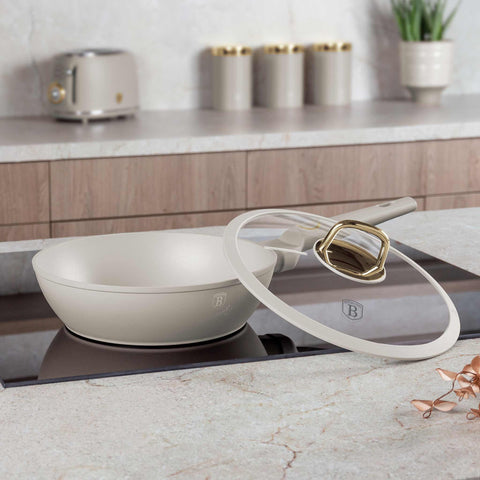  BH/8062, Sartén honda con tapa 24cm, Crema Mate, Sartén honda 24 cm, Sartén, Sartén honda, Sartén honda con tapa, Sartén, Batería de cocina, Cocina, Sartenes