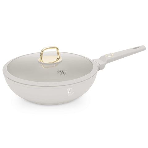  BH/8064N,BH/8064,Wok con tapa 28cm,Crema Mate,Wok 28 cm con tapa,wok,wok con tapa,utensilios de cocina,cocinar,Sartenes